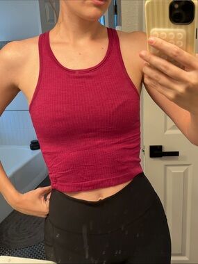 lululemon athletica Ebb to Street Cropped Racerback Tank in magenta purple